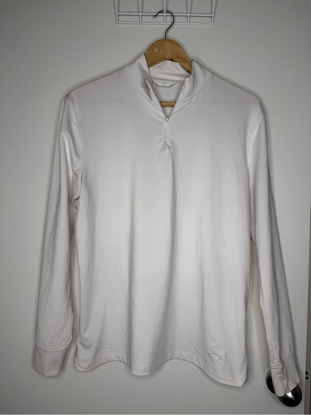 Callaway Women's White Quarter-Zip Long Sleeve Golf Pullover Large